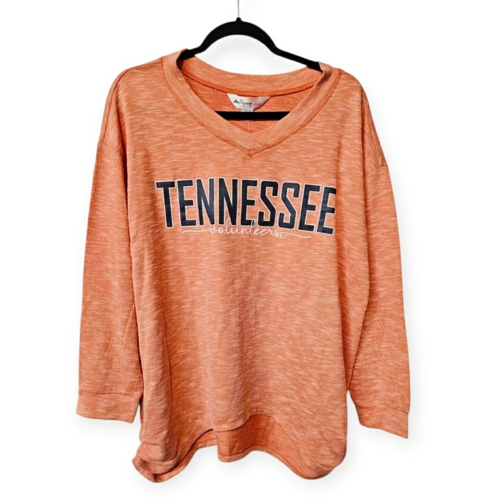 🆕️Flying Colors Tennessee Volunteers Bailey Soft Rib Knit Vneck Half Sleeve Top